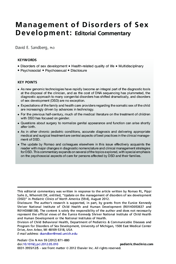 Management of Disorders of Sex Development