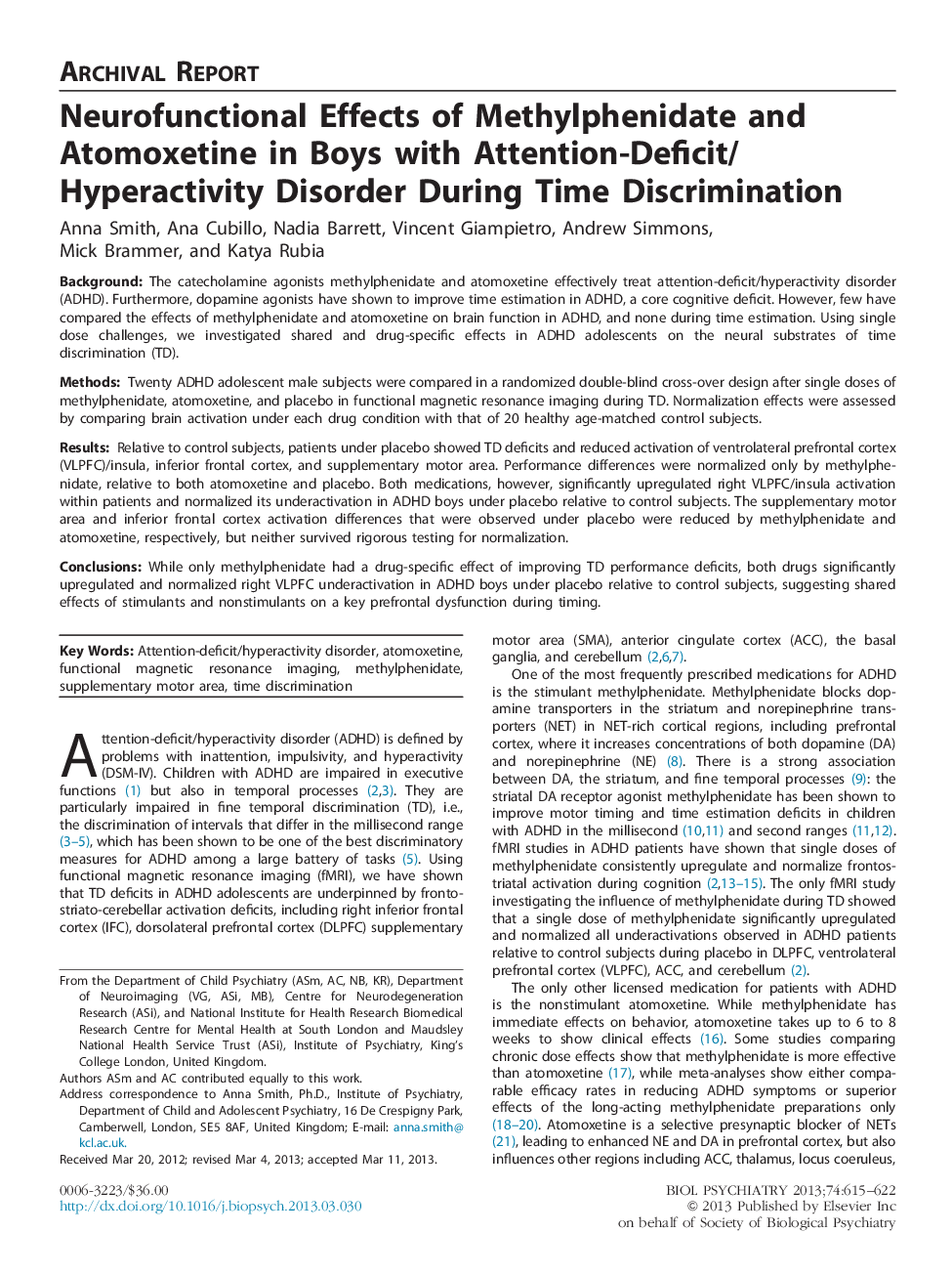 Neurofunctional Effects of Methylphenidate and Atomoxetine in Boys with Attention-Deficit/Hyperactivity Disorder During Time Discrimination