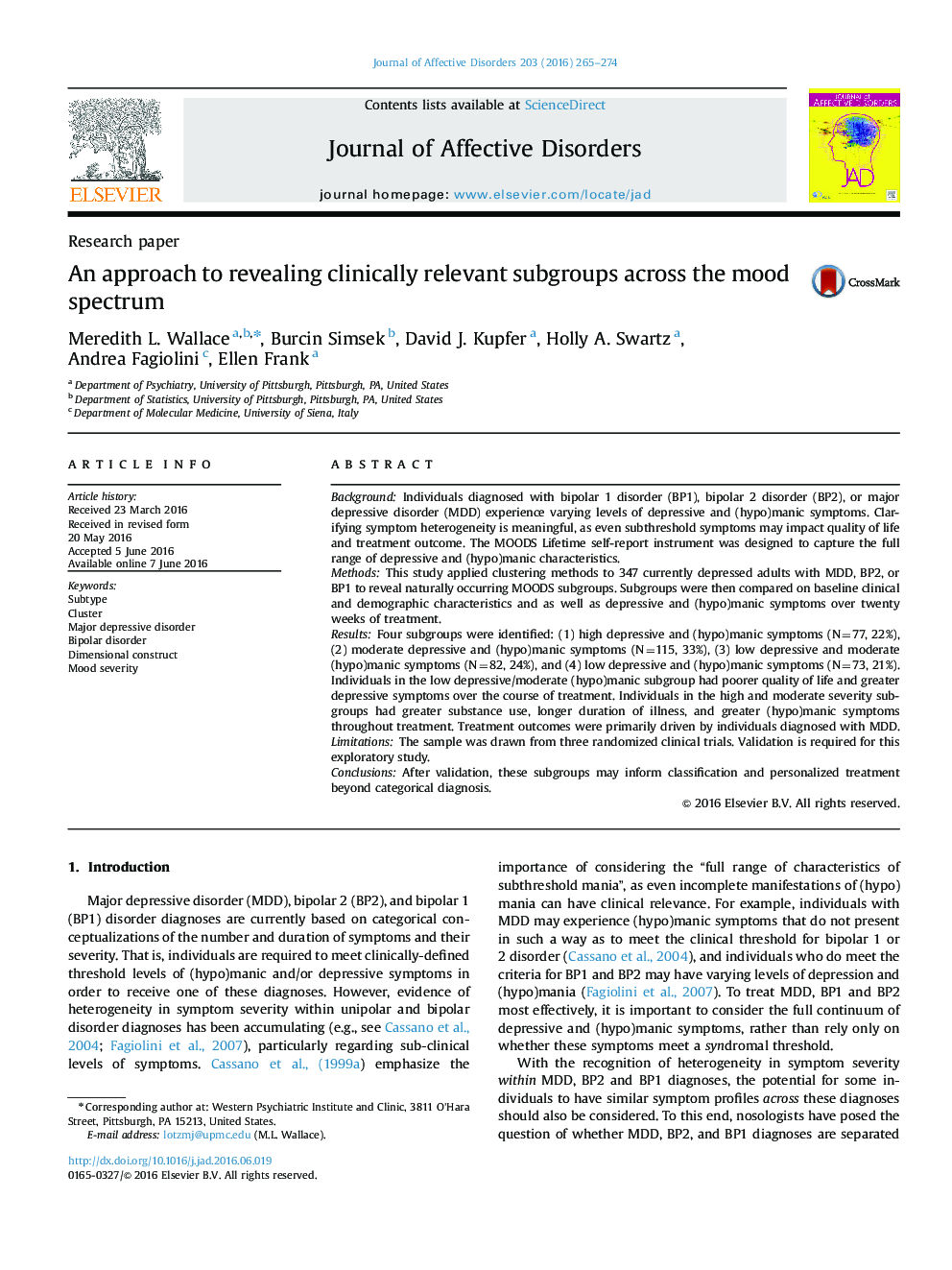 An approach to revealing clinically relevant subgroups across the mood spectrum