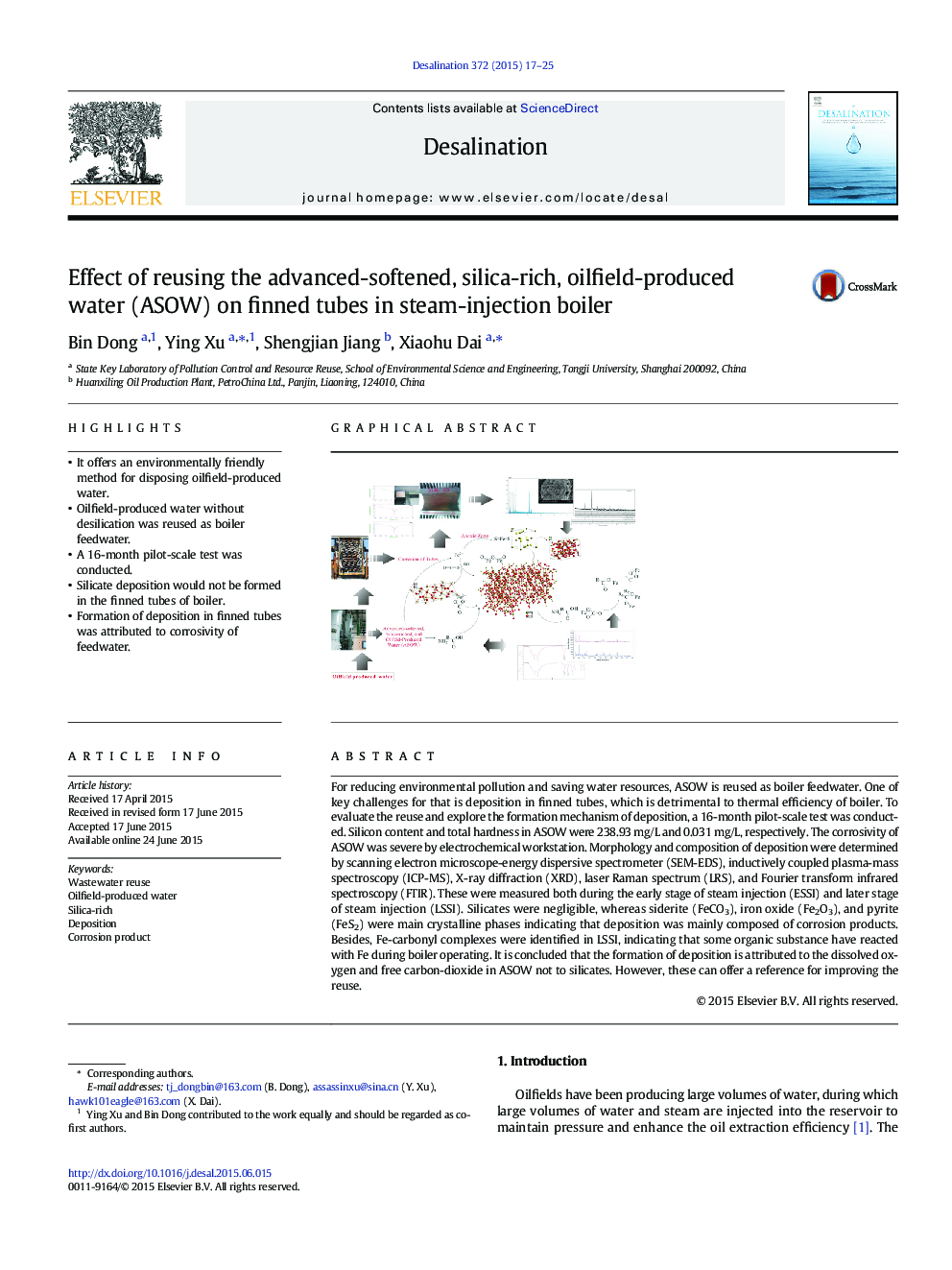 Effect of reusing the advanced-softened, silica-rich, oilfield-produced water (ASOW) on finned tubes in steam-injection boiler