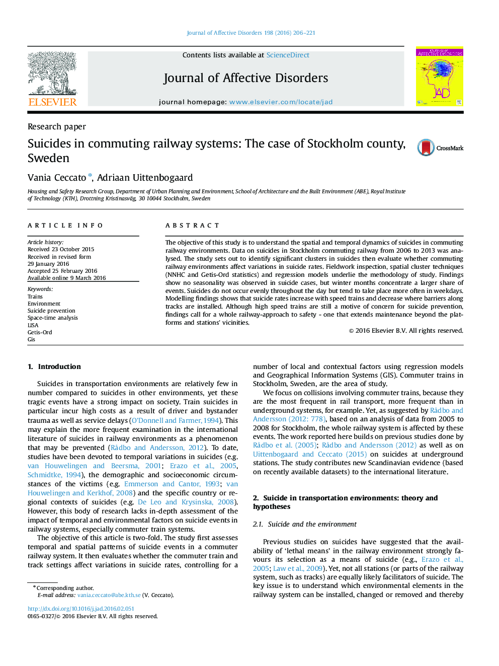 Suicides in commuting railway systems: The case of Stockholm county, Sweden