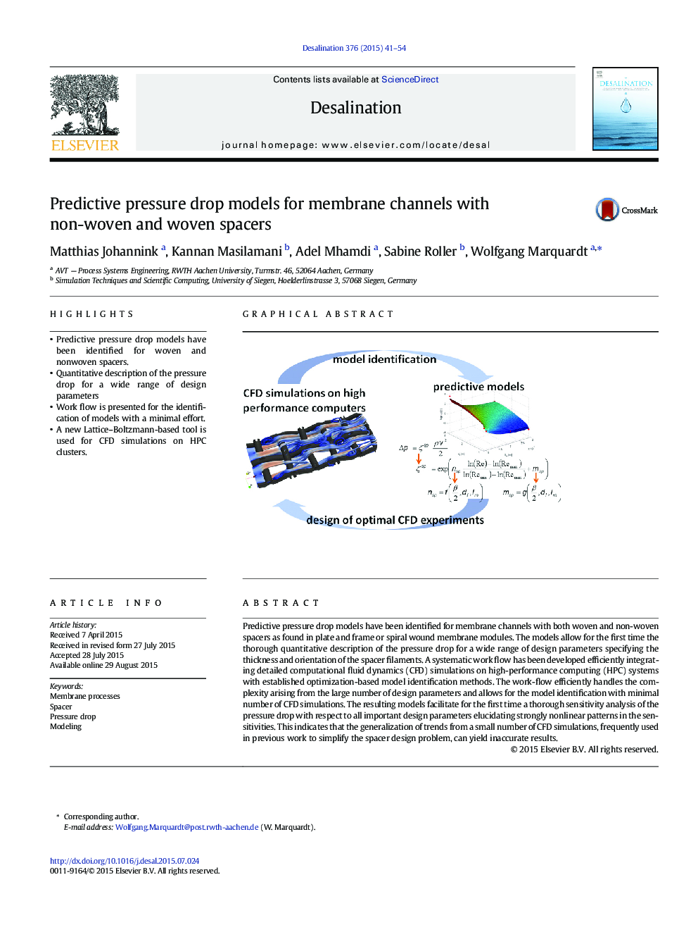 Predictive pressure drop models for membrane channels with non-woven and woven spacers