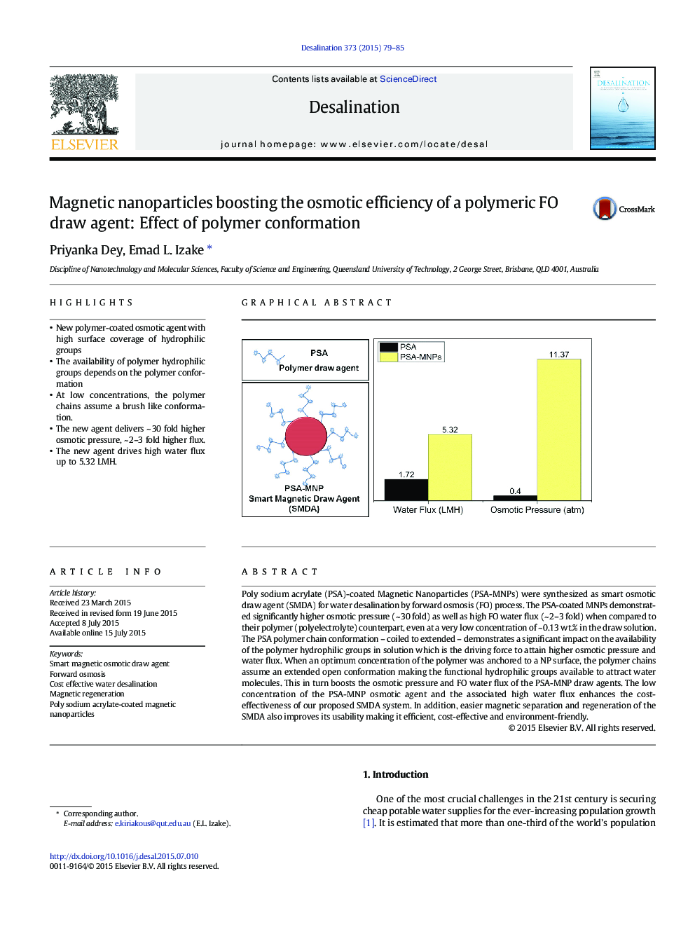 Magnetic nanoparticles boosting the osmotic efficiency of a polymeric FO draw agent: Effect of polymer conformation