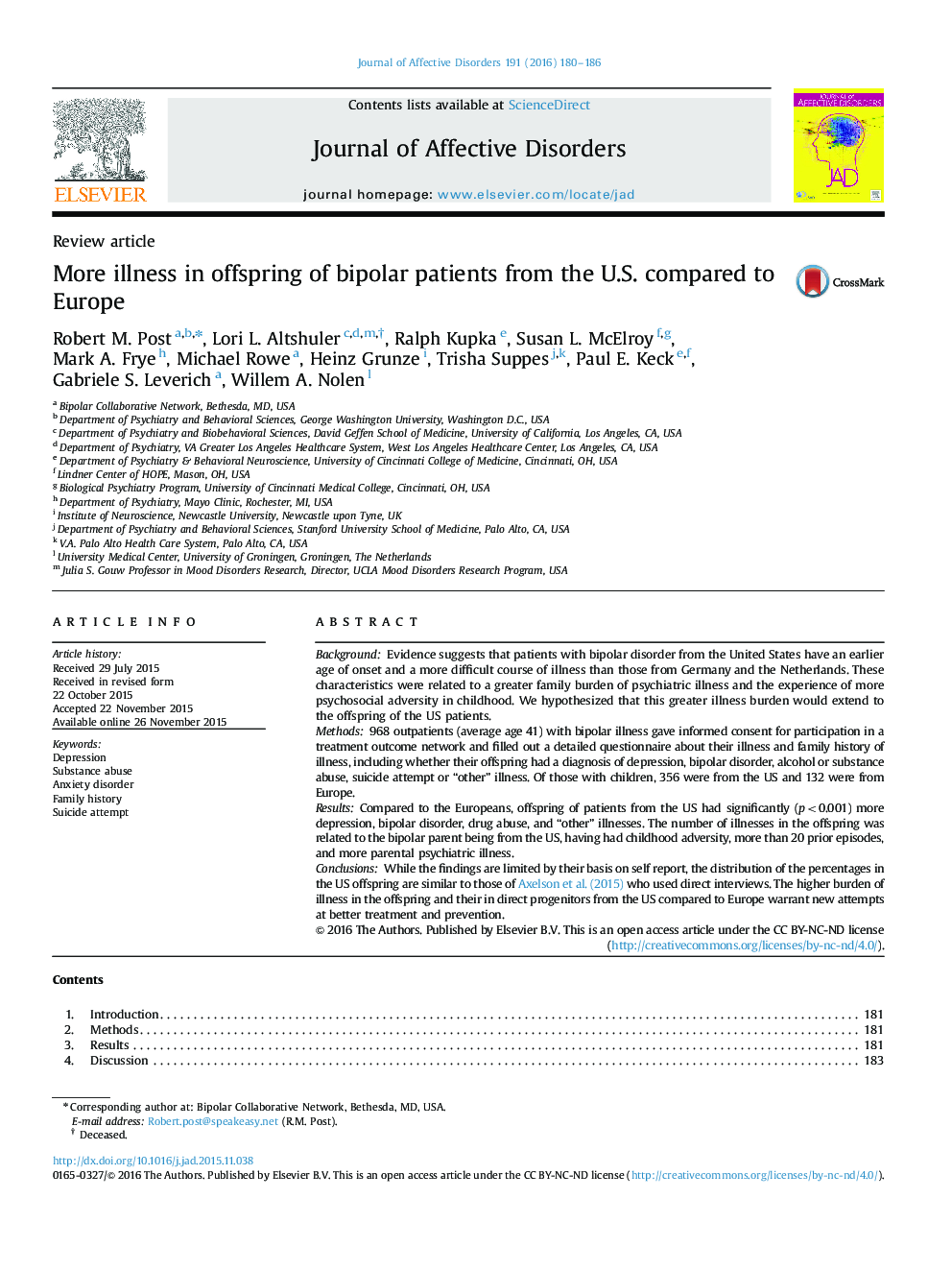 More illness in offspring of bipolar patients from the U.S. compared to Europe