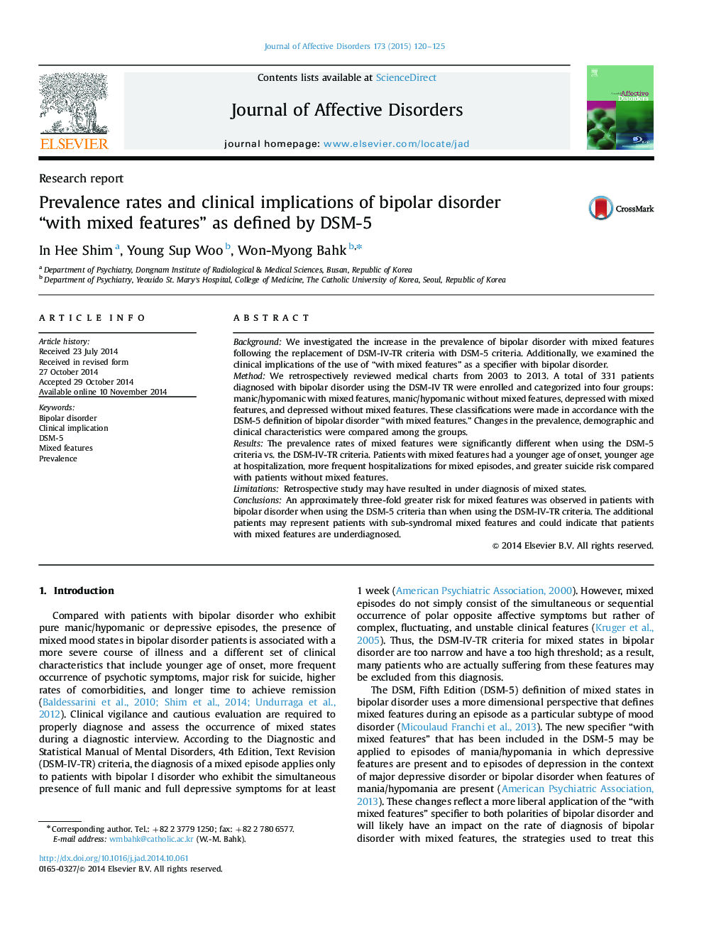 Prevalence rates and clinical implications of bipolar disorder “with mixed features” as defined by DSM-5