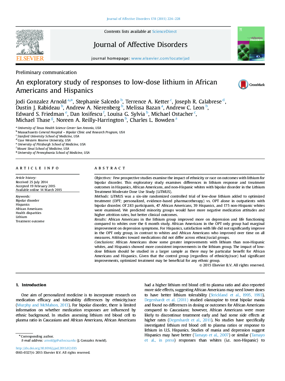 An exploratory study of responses to low-dose lithium in African Americans and Hispanics