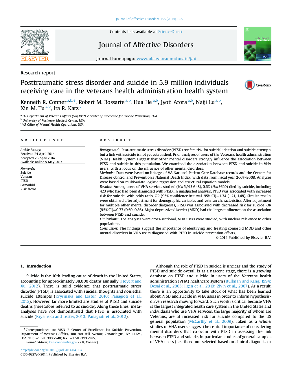 Posttraumatic stress disorder and suicide in 5.9 million individuals receiving care in the veterans health administration health system