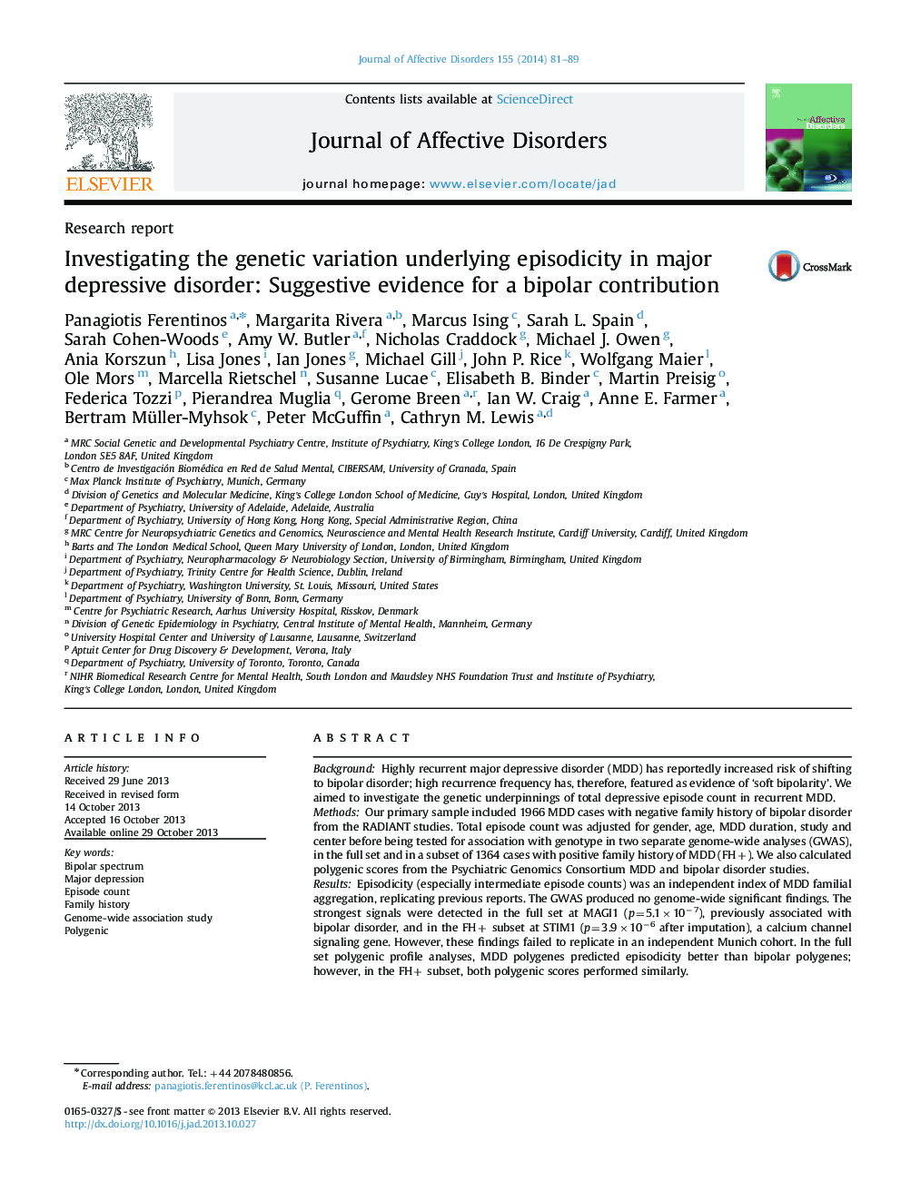 Investigating the genetic variation underlying episodicity in major depressive disorder: Suggestive evidence for a bipolar contribution