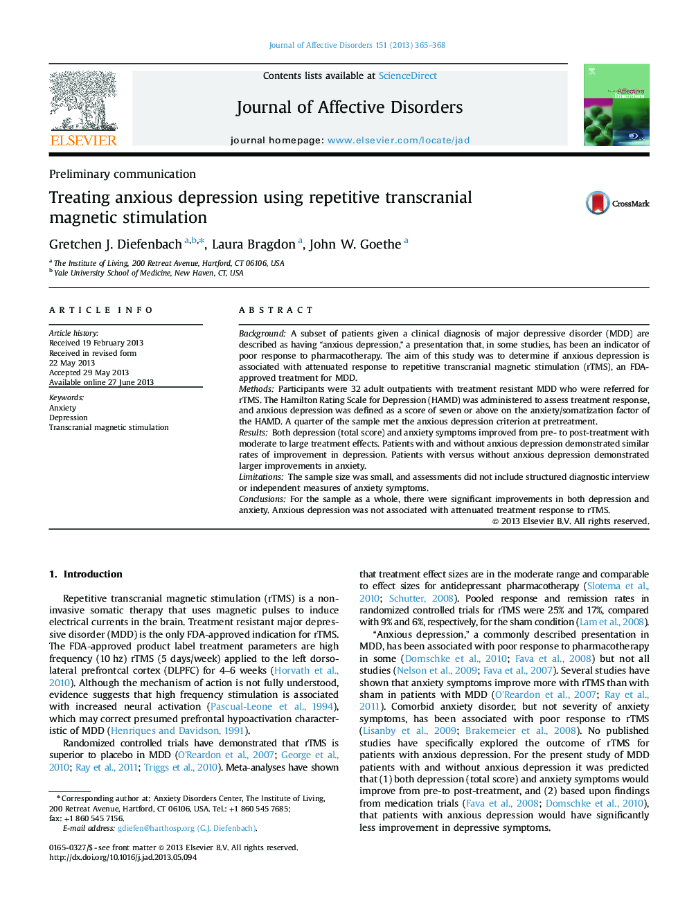 Treating anxious depression using repetitive transcranial magnetic stimulation