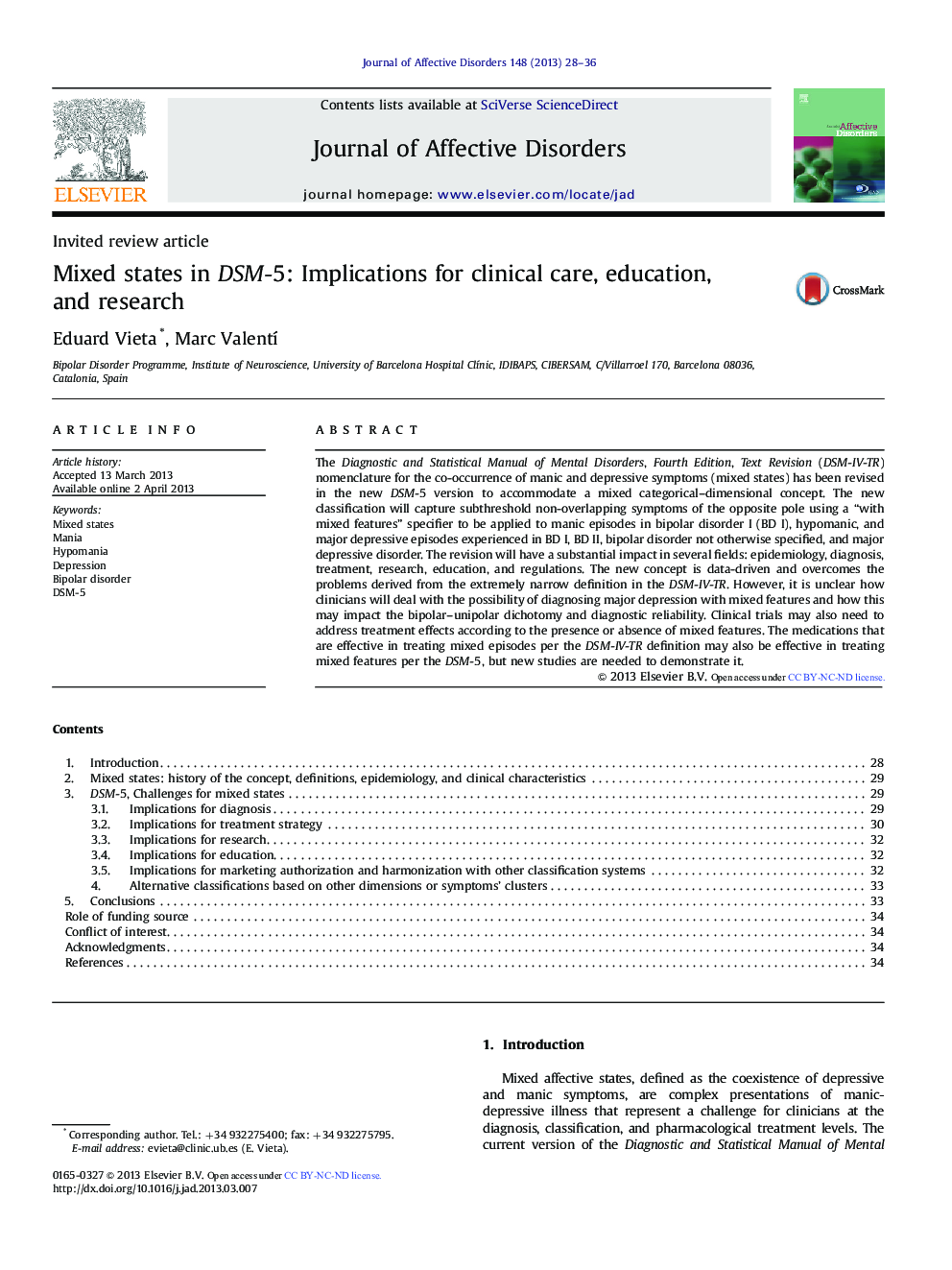 Mixed states in DSM-5: Implications for clinical care, education, and research