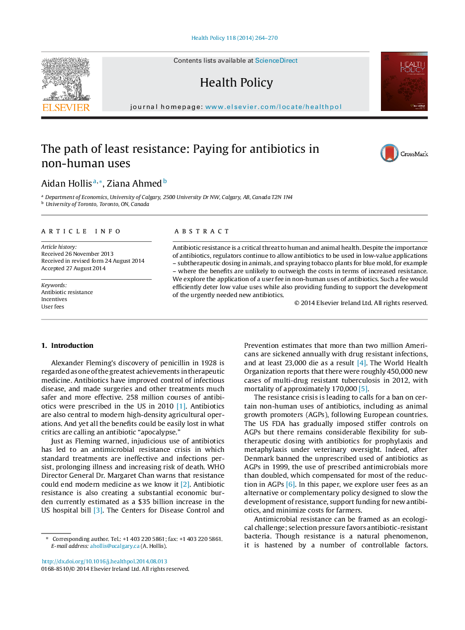 The path of least resistance: Paying for antibiotics in non-human uses