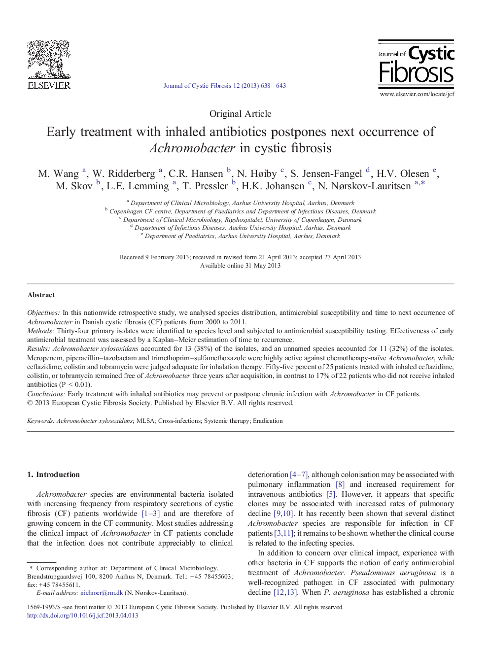 Early treatment with inhaled antibiotics postpones next occurrence of Achromobacter in cystic fibrosis