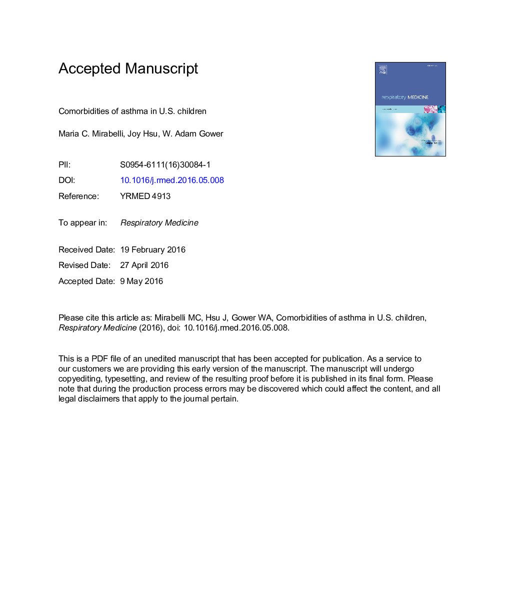 Comorbidities of asthma in U.S. children