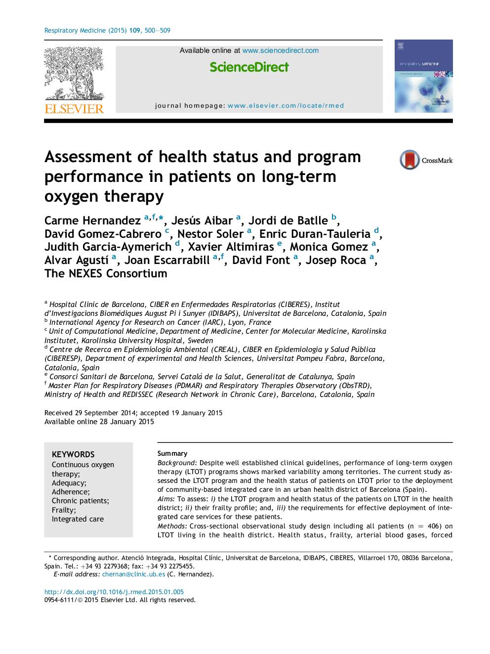 Assessment of health status and program performance in patients on long-term oxygen therapy