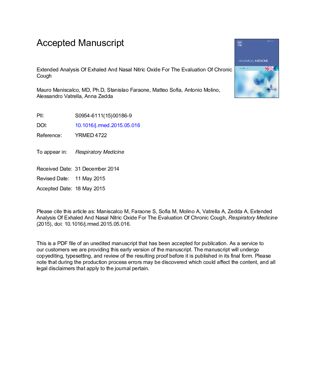 Extended analysis of exhaled and nasal nitric oxide for the evaluation of chronic cough