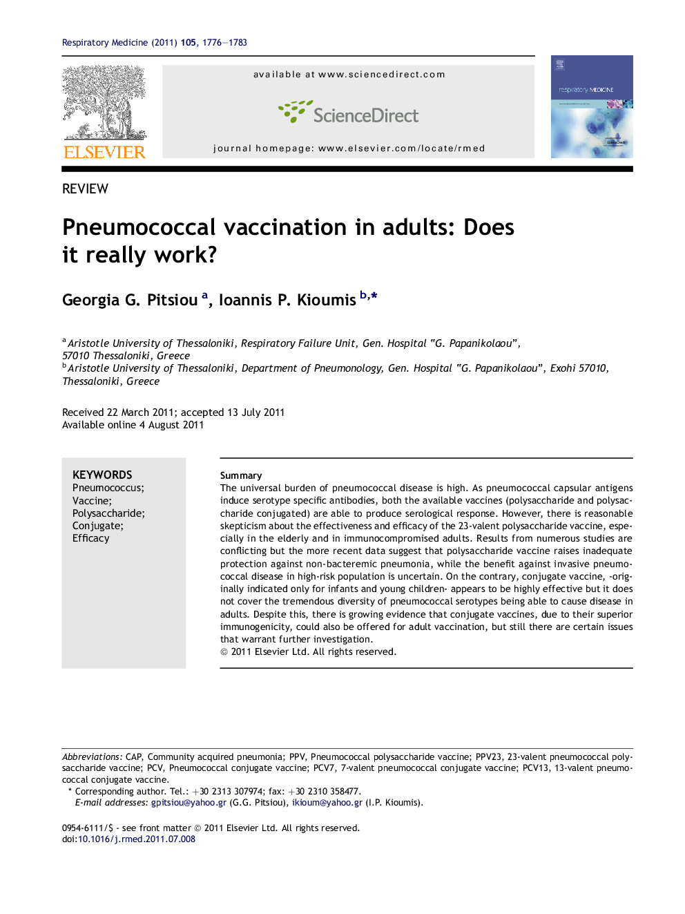 Pneumococcal vaccination in adults: Does it really work?