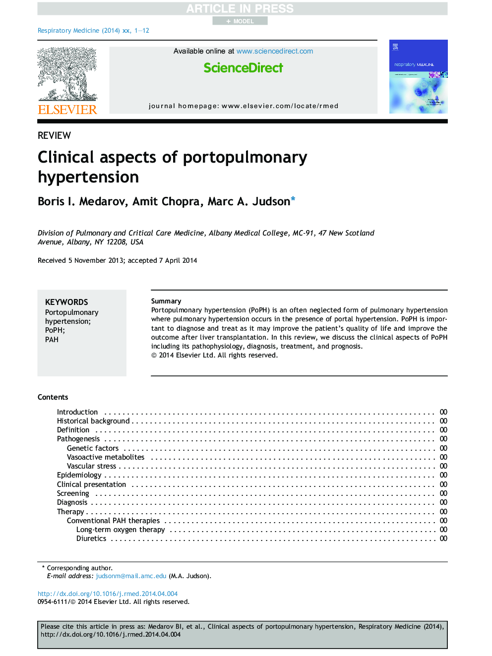 Clinical aspects of portopulmonary hypertension