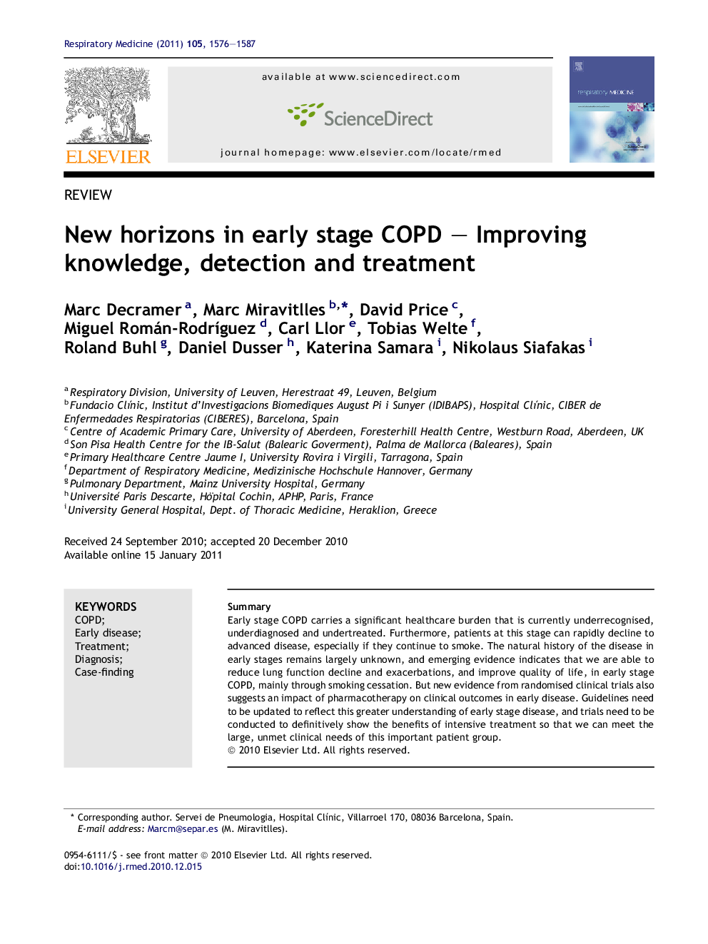 New horizons in early stage COPD - Improving knowledge, detection and treatment