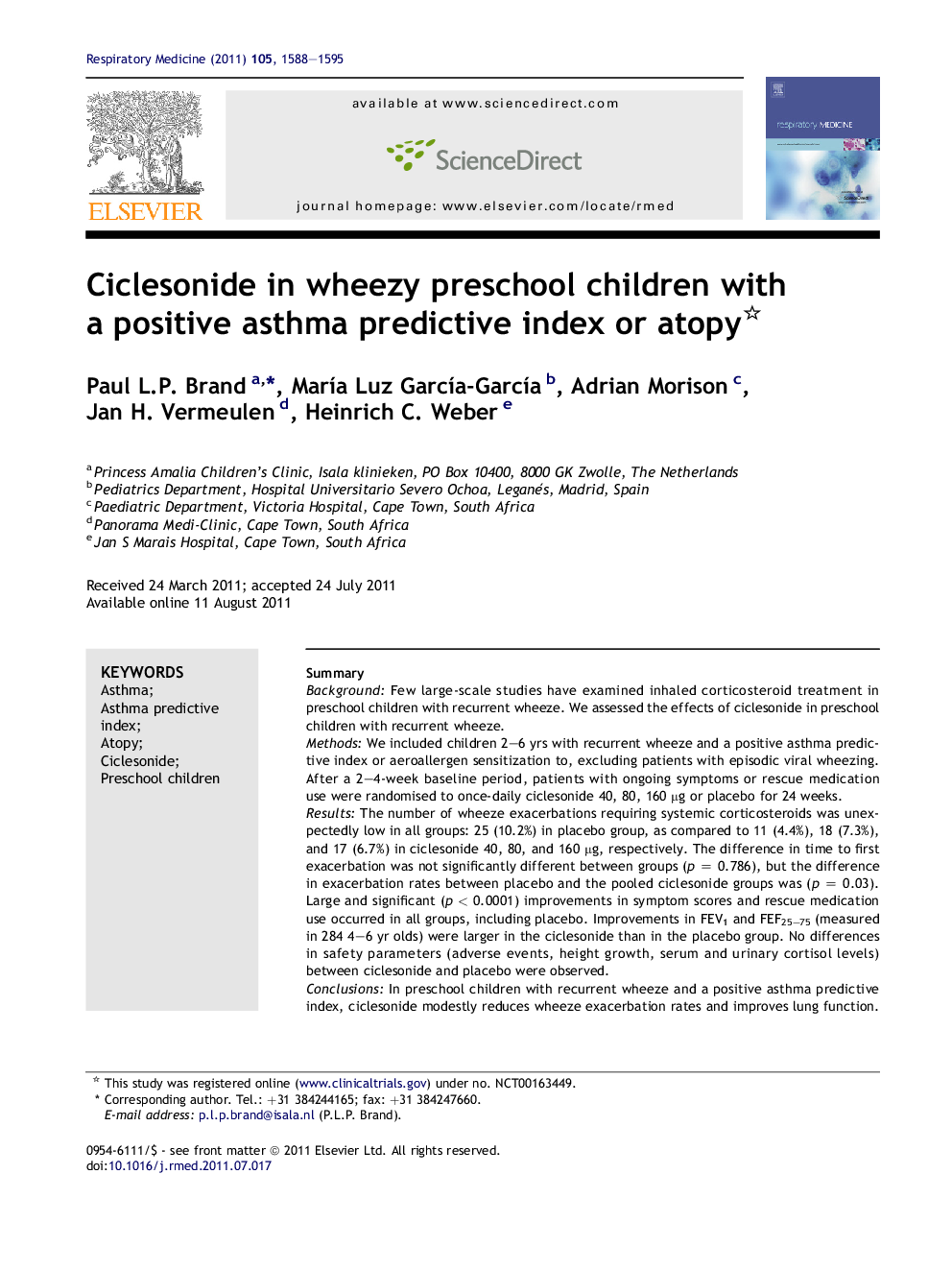 Ciclesonide in wheezy preschool children with a positive asthma predictive index or atopy