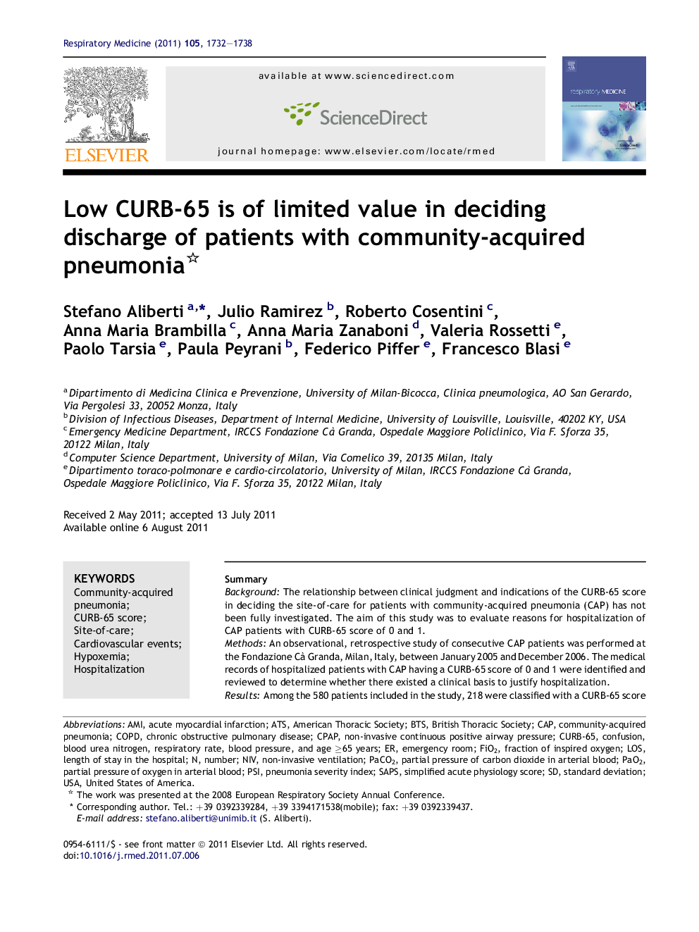 Low CURB-65 is of limited value in deciding discharge of patients with community-acquired pneumonia