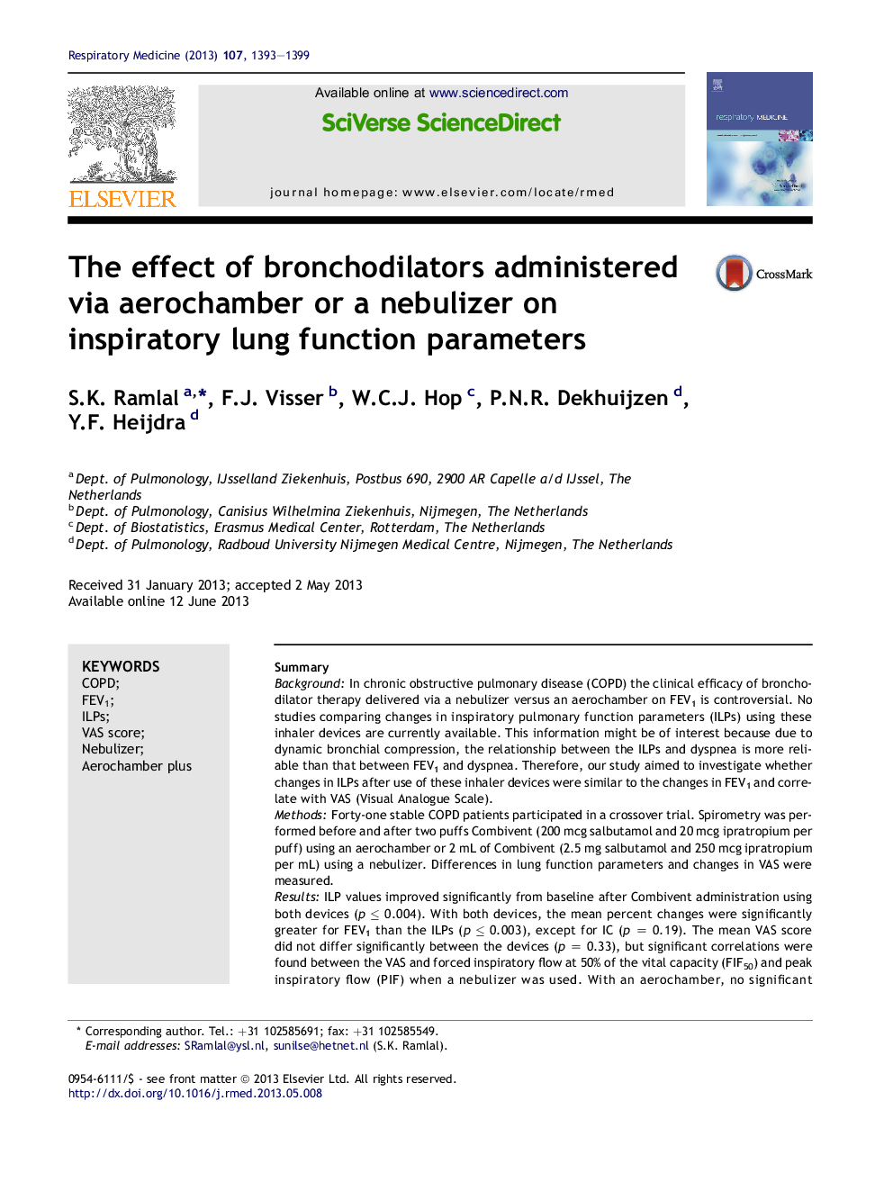 The effect of bronchodilators administered via aerochamber or a nebulizer on inspiratory lung function parameters