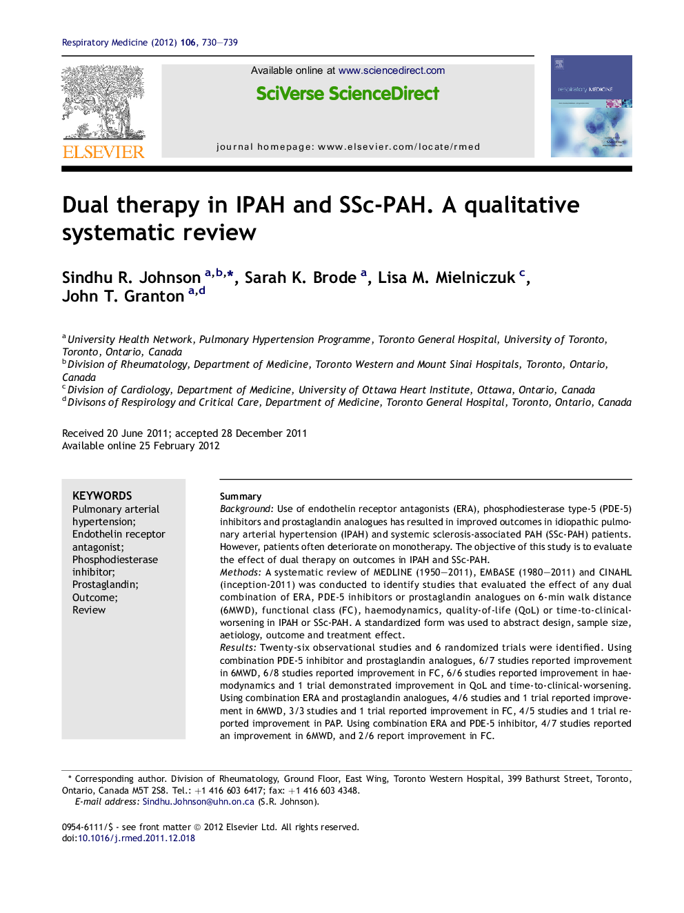 Dual therapy in IPAH and SSc-PAH. A qualitative systematic review