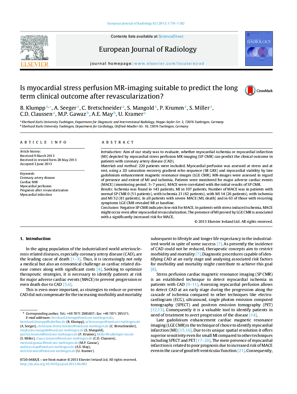 Is myocardial stress perfusion MR-imaging suitable to predict the long term clinical outcome after revascularization?