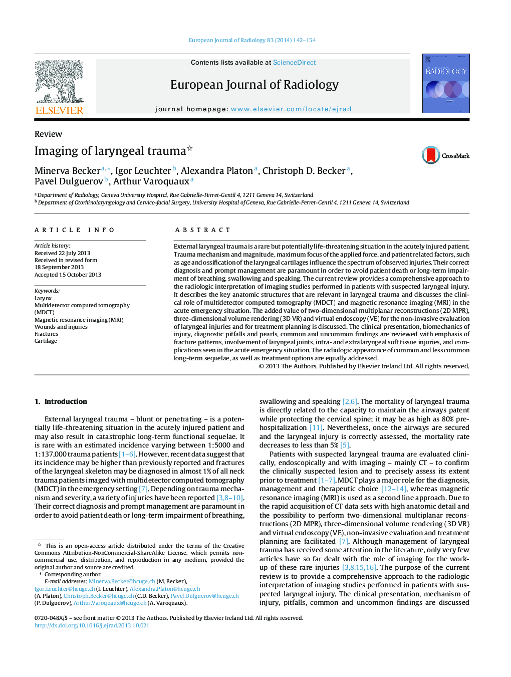 Imaging of laryngeal trauma