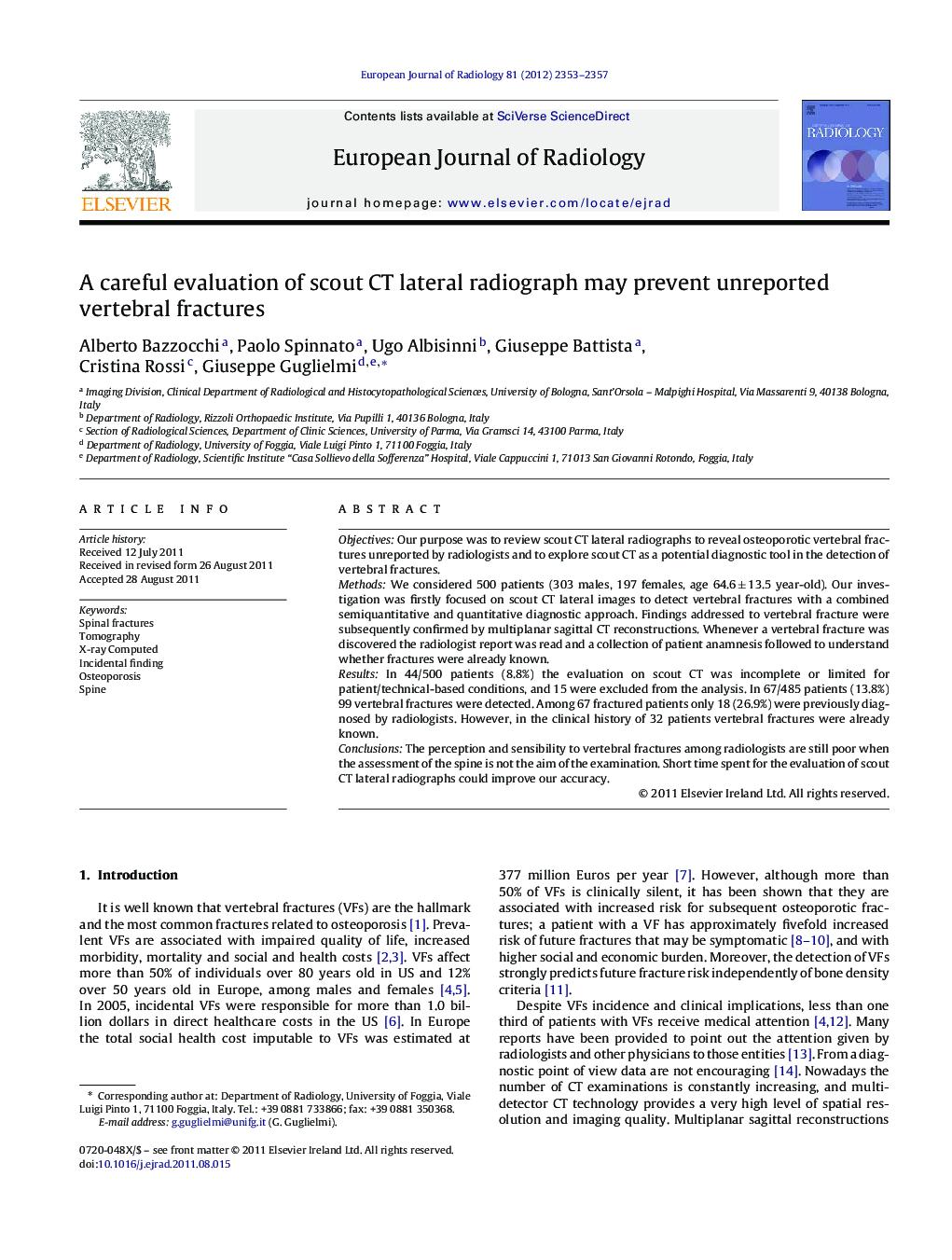 A careful evaluation of scout CT lateral radiograph may prevent unreported vertebral fractures