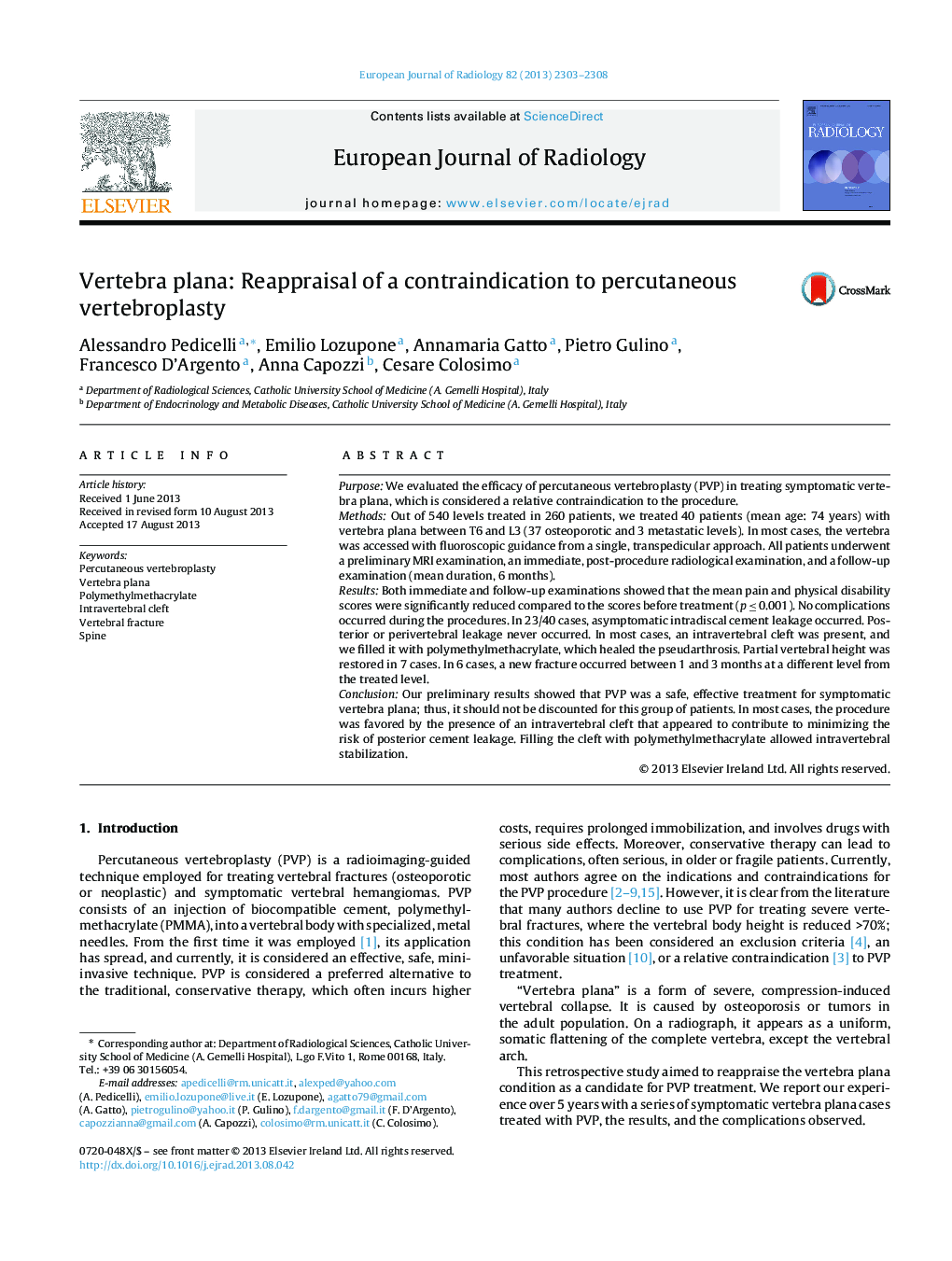 Vertebra plana: Reappraisal of a contraindication to percutaneous vertebroplasty