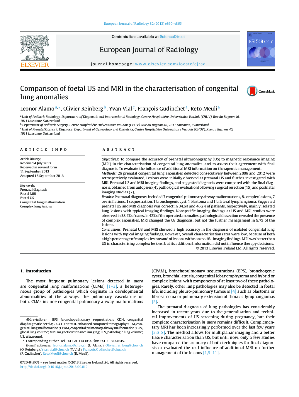 Comparison of foetal US and MRI in the characterisation of congenital lung anomalies