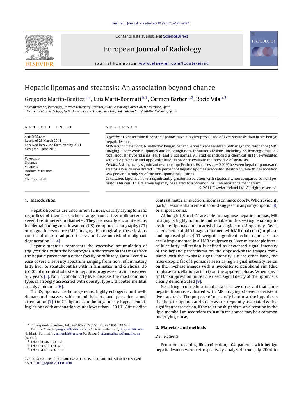 Hepatic lipomas and steatosis: An association beyond chance