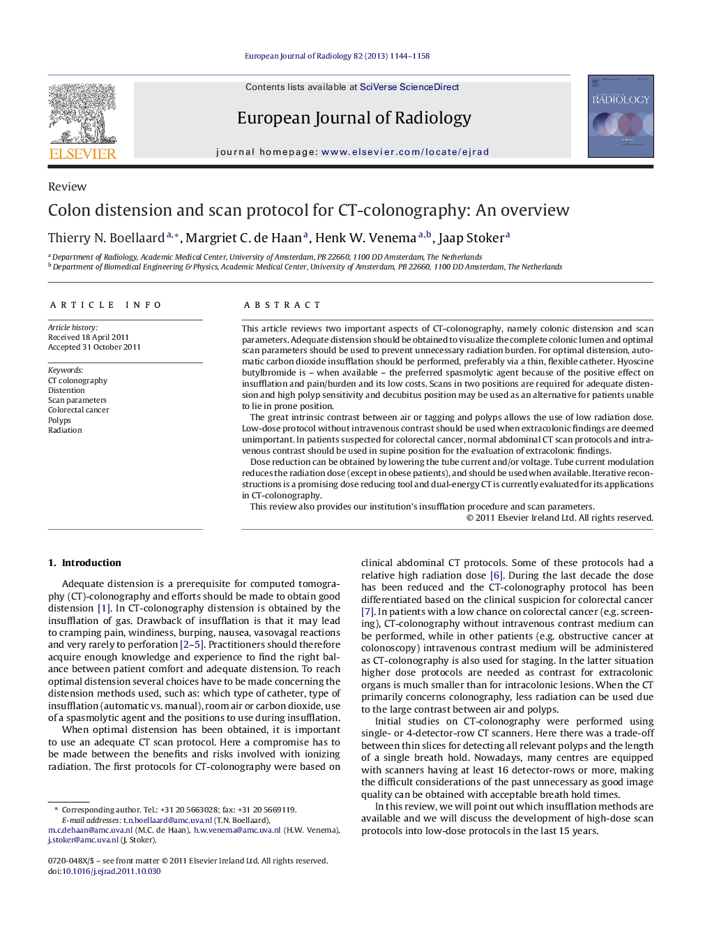 Colon distension and scan protocol for CT-colonography: An overview