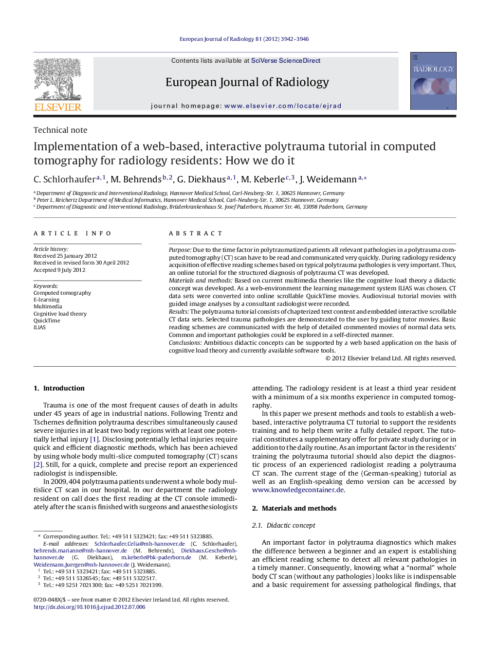 Implementation of a web-based, interactive polytrauma tutorial in computed tomography for radiology residents: How we do it