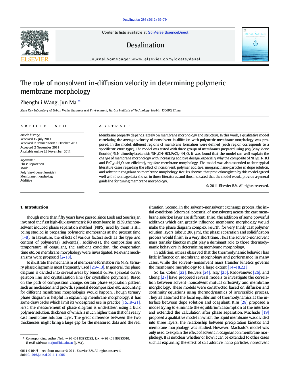 The role of nonsolvent in-diffusion velocity in determining polymeric membrane morphology