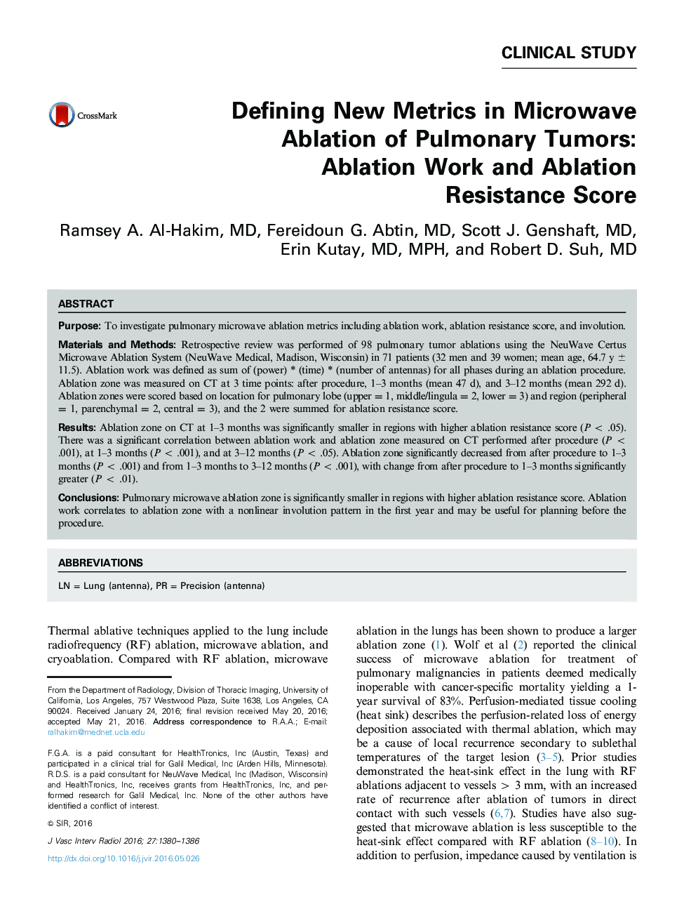 Defining New Metrics in Microwave Ablation of Pulmonary Tumors: Ablation Work and Ablation Resistance Score