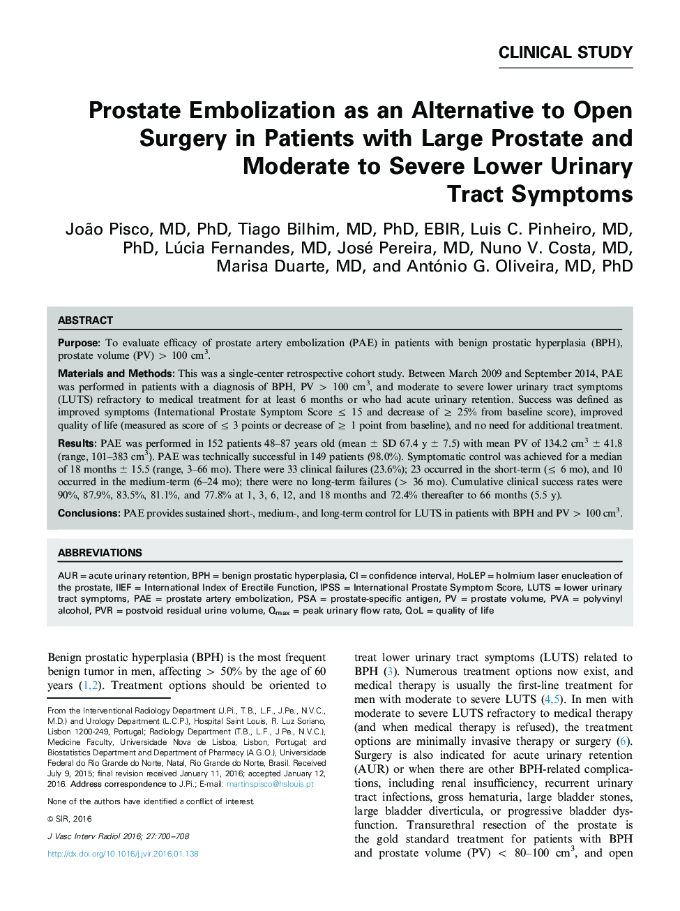 Prostate Embolization as an Alternative to Open Surgery in Patients with Large Prostate and Moderate to Severe Lower Urinary Tract Symptoms