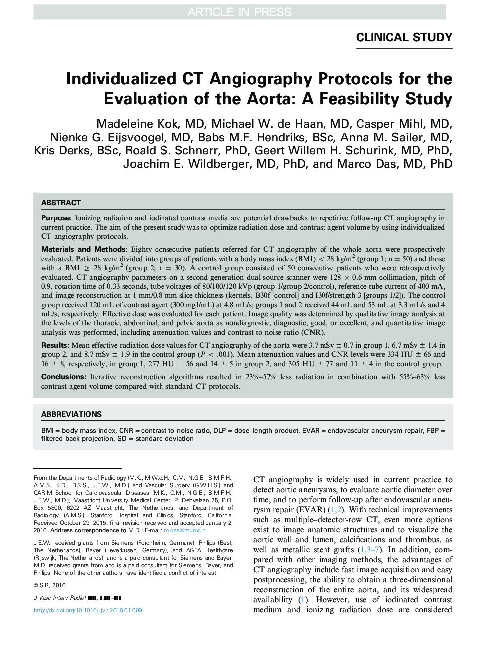 Individualized CT Angiography Protocols for the Evaluation of the Aorta: A Feasibility Study