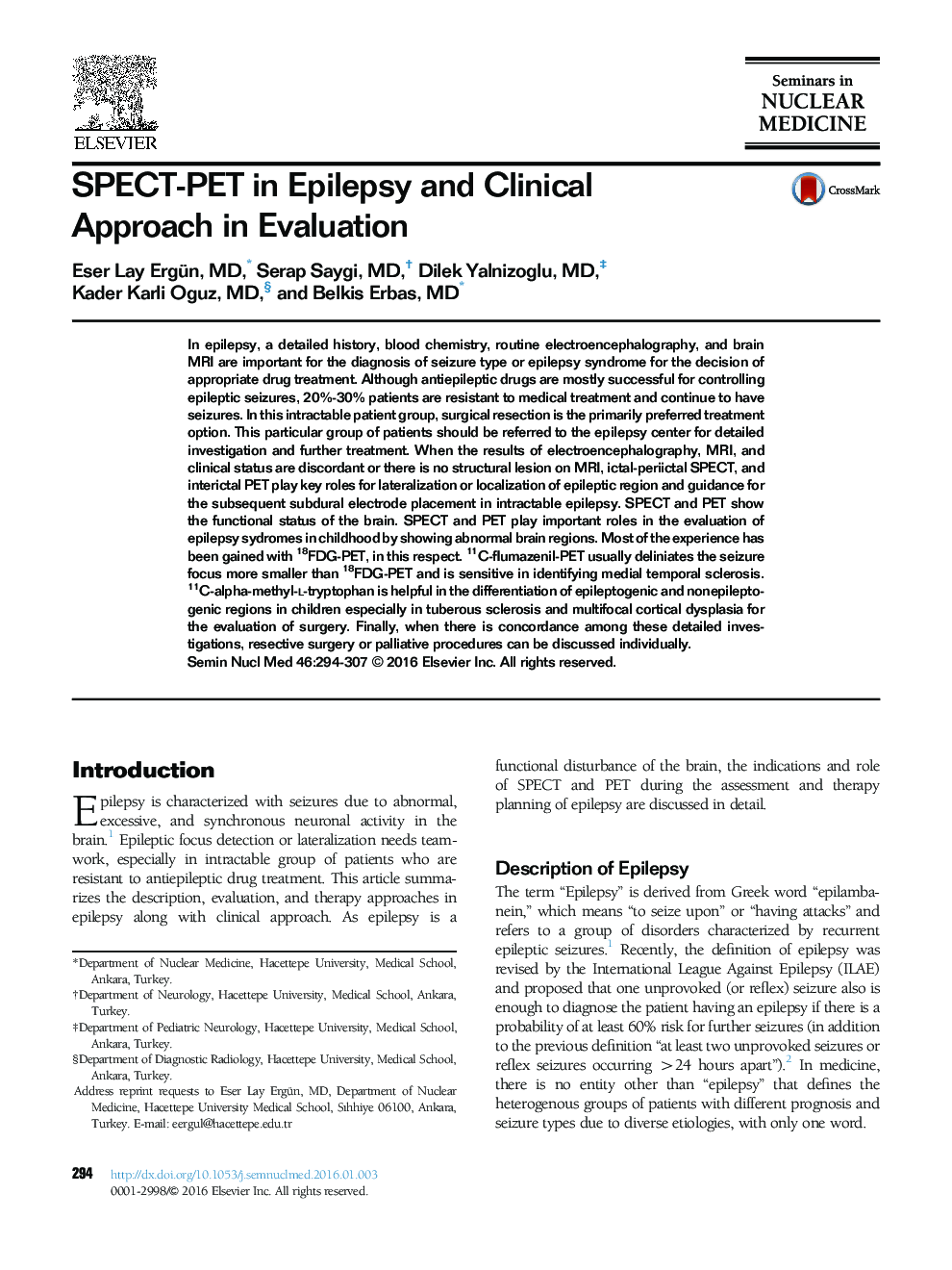 SPECT-PET in Epilepsy and Clinical Approach in Evaluation