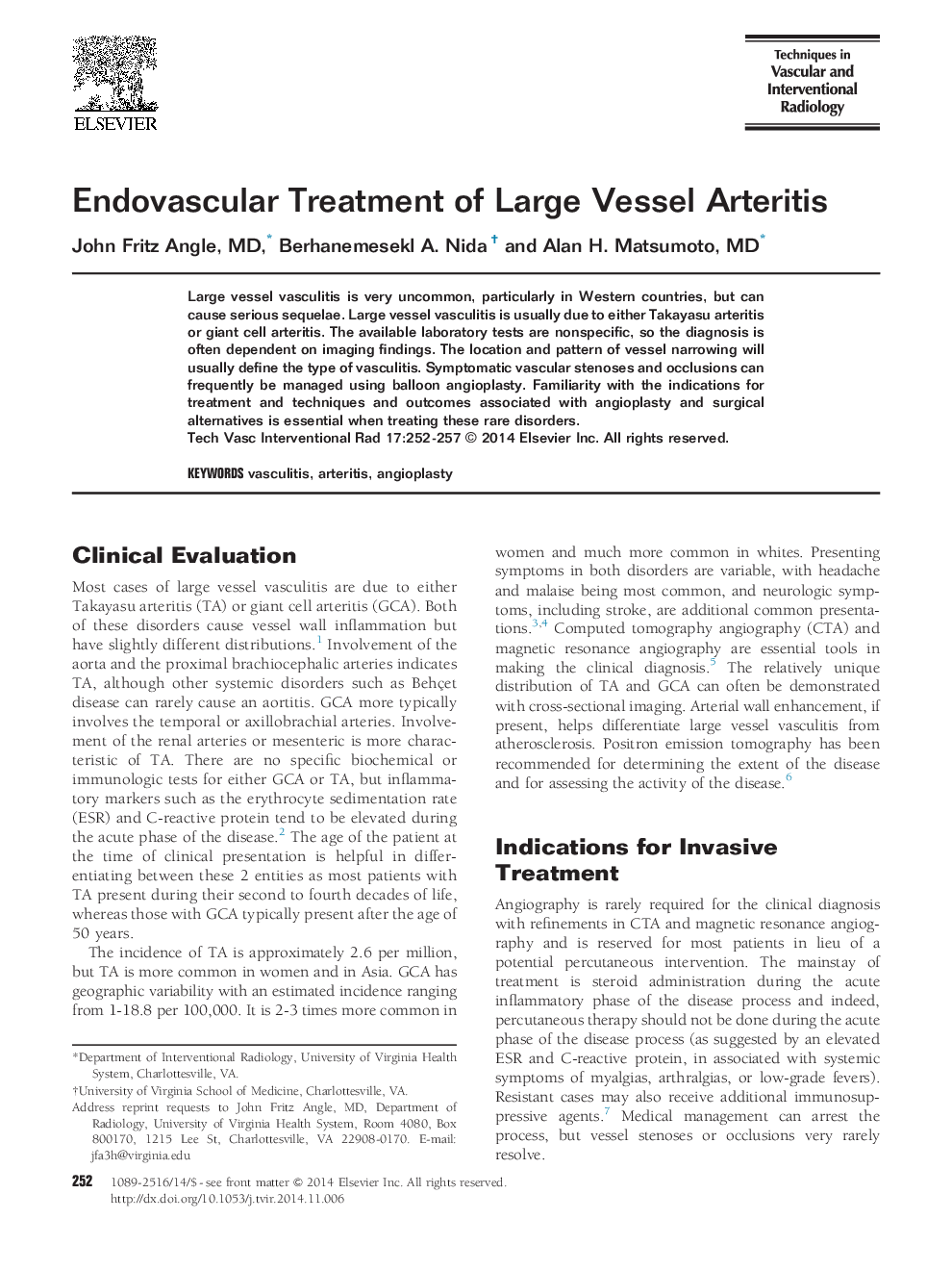 Endovascular Treatment of Large Vessel Arteritis