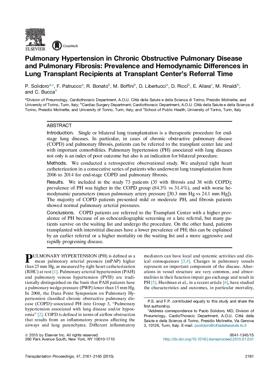 Pulmonary Hypertension in Chronic Obstructive Pulmonary Disease and Pulmonary Fibrosis: Prevalence and Hemodynamic Differences in Lung Transplant Recipients at Transplant Center's Referral Time