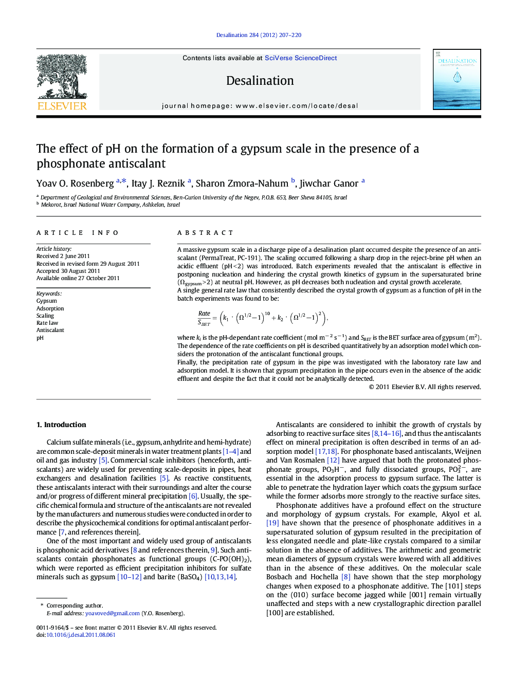 The effect of pH on the formation of a gypsum scale in the presence of a phosphonate antiscalant