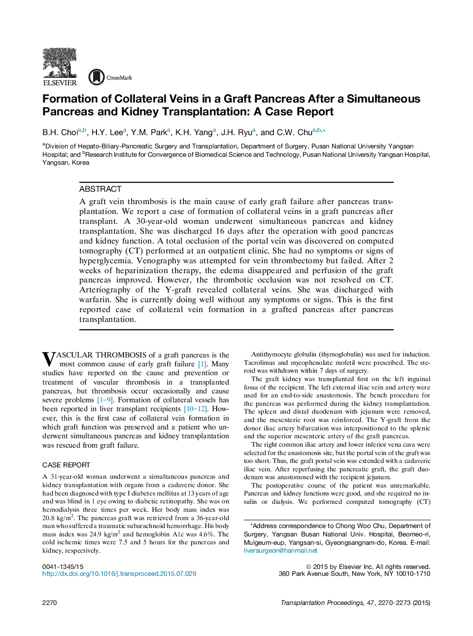 Formation of Collateral Veins in a Graft Pancreas After a Simultaneous Pancreas and Kidney Transplantation: A Case Report