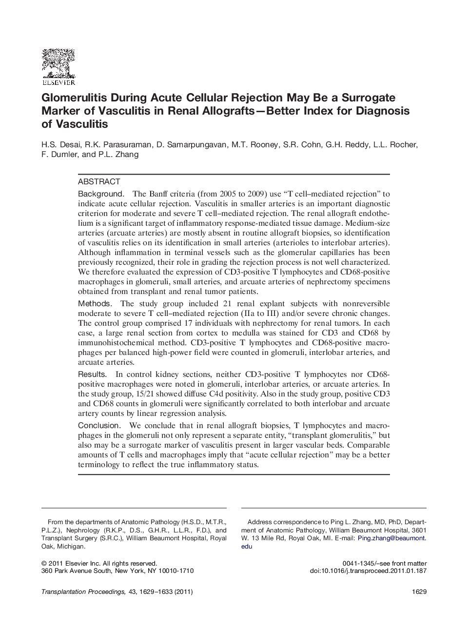 Renal transplantationComplication: OtherGlomerulitis During Acute Cellular Rejection May Be a Surrogate Marker of Vasculitis in Renal Allografts-Better Index for Diagnosis of Vasculitis