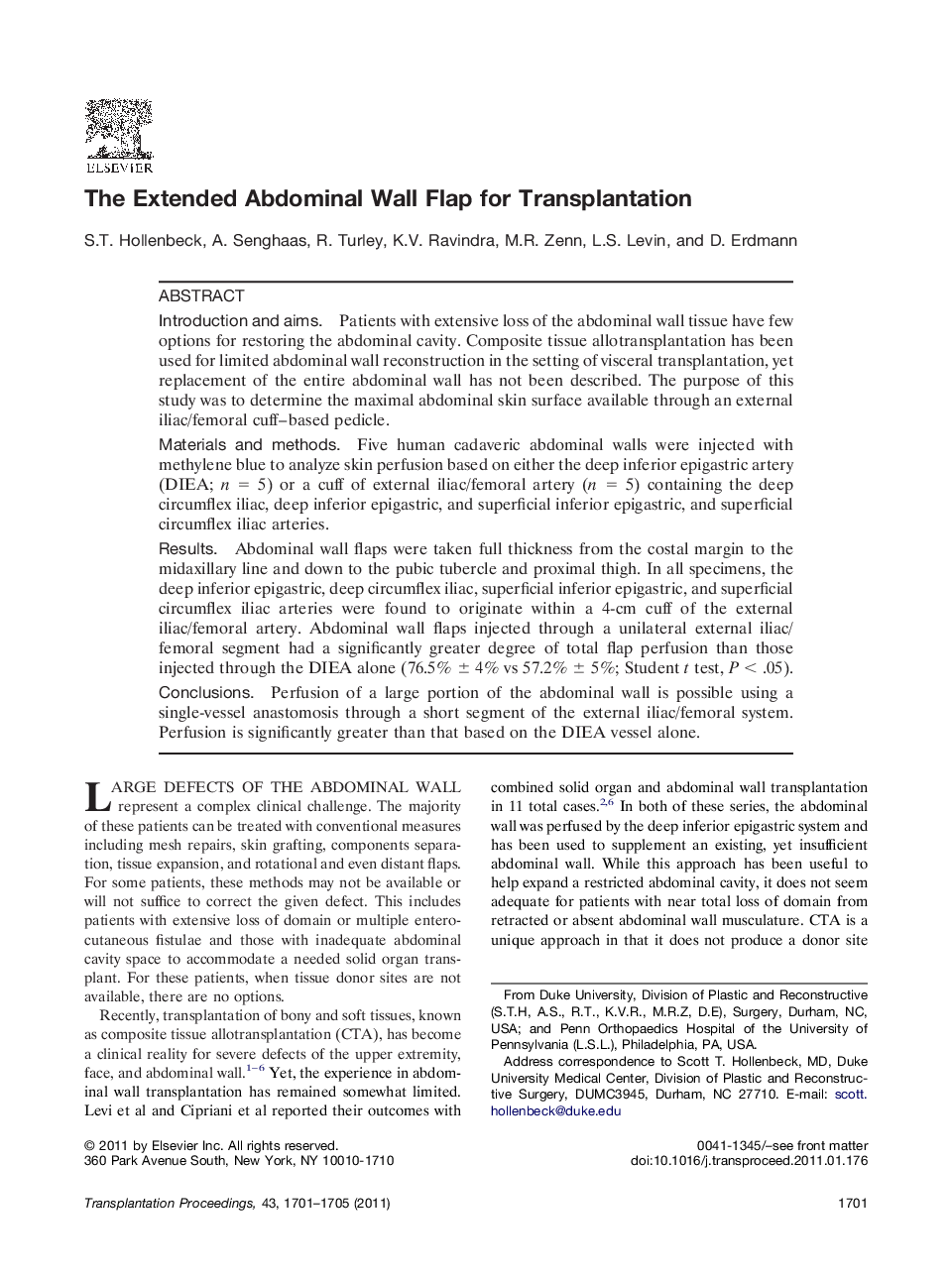 Liver transplantationOperative techniqueThe Extended Abdominal Wall Flap for Transplantation