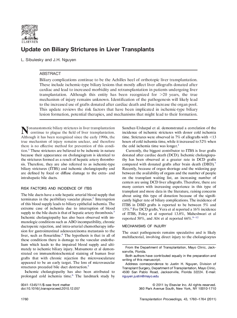 Liver transplantationComplication: SugicalUpdate on Biliary Strictures in Liver Transplants