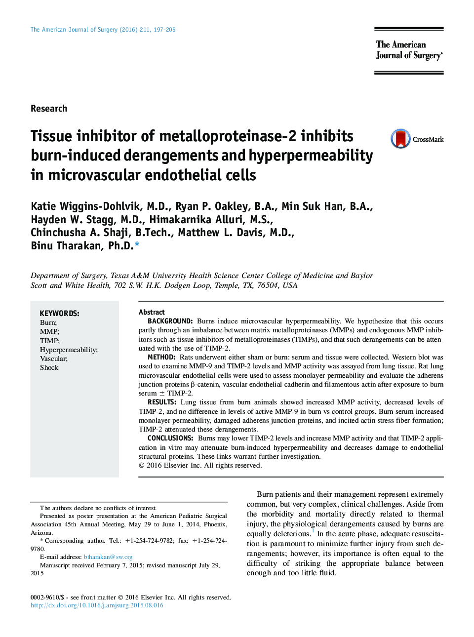 مهارکننده تحقیق در مورد متالوپروتئیناز 2 مهار اختلالات ناشی از سوختگی و پرکاری در سلولهای اندوتلیوم میکروارگالی 