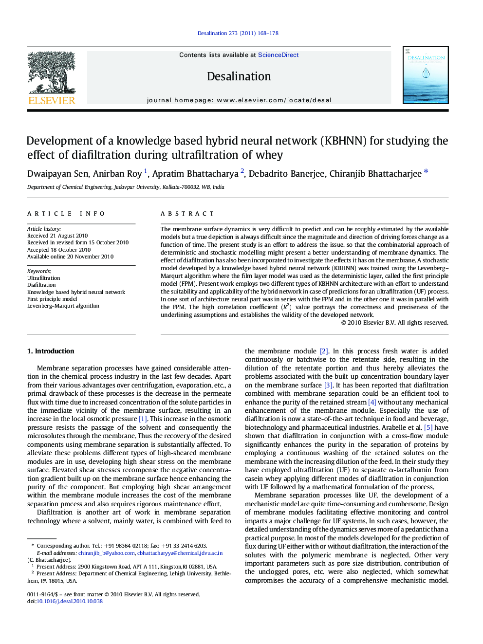 Development of a knowledge based hybrid neural network (KBHNN) for studying the effect of diafiltration during ultrafiltration of whey