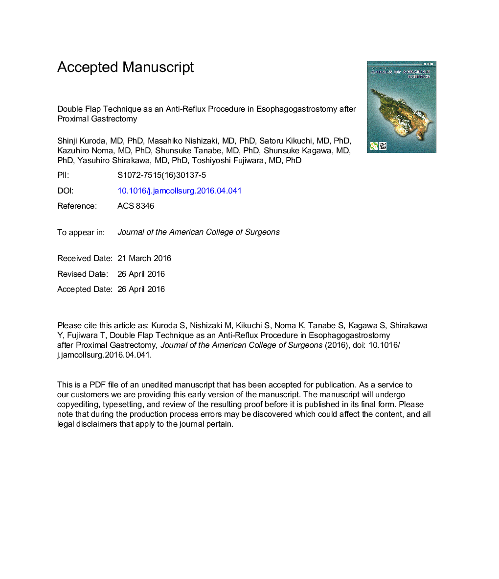 Double-Flap Technique as an Antireflux Procedure in Esophagogastrostomy after Proximal Gastrectomy