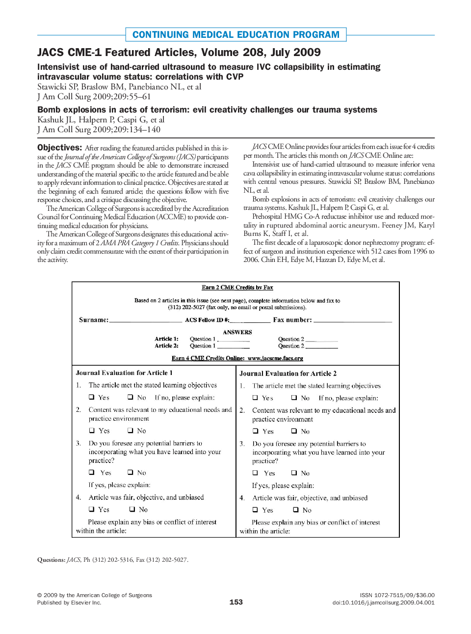 JACS CME-1 Featured Articles, Volume 208, July 2009